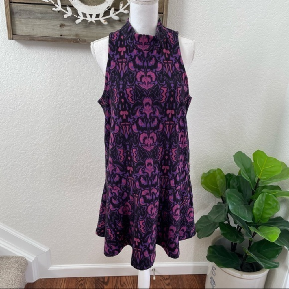 Free People Amelia drop waist tank mini dress purple retro size L
